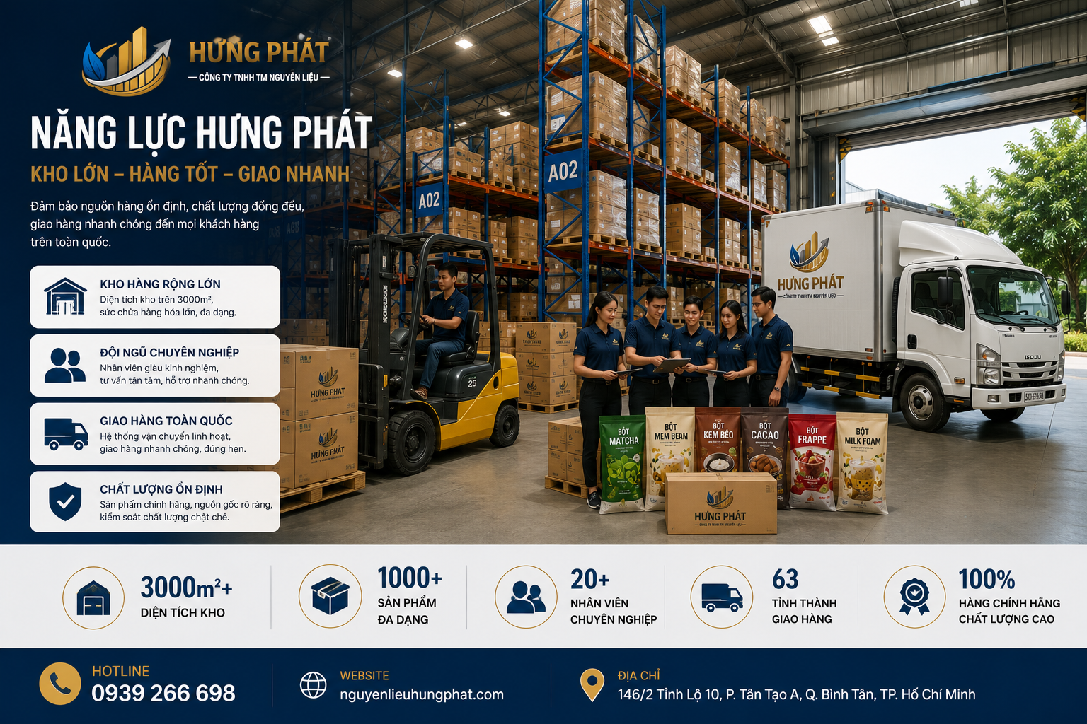 Hình ảnh minh họa không gian trưng bày và kho hàng Hưng Phát