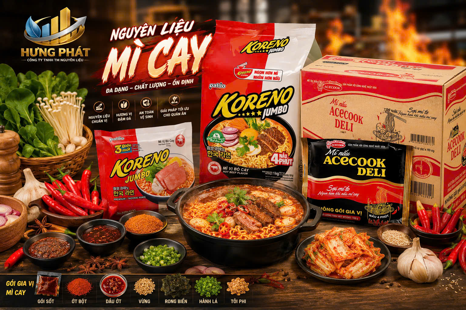 Ảnh minh họa danh mục Nguyên liệu mì cay